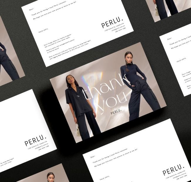 PERLU Boutique Thank You Cards | Graphic Design by Future Proof Agency